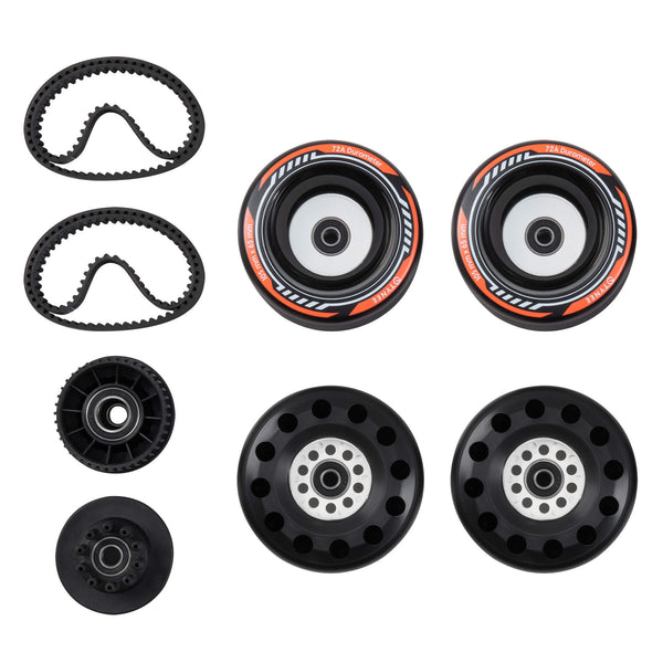 Boosted 105 72A Soft wheels with belts and pulleys