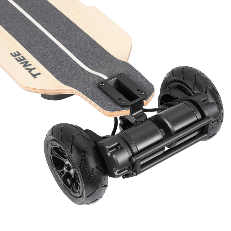 Tynee Explorer all terrain off road electric skateboard Belt Motors