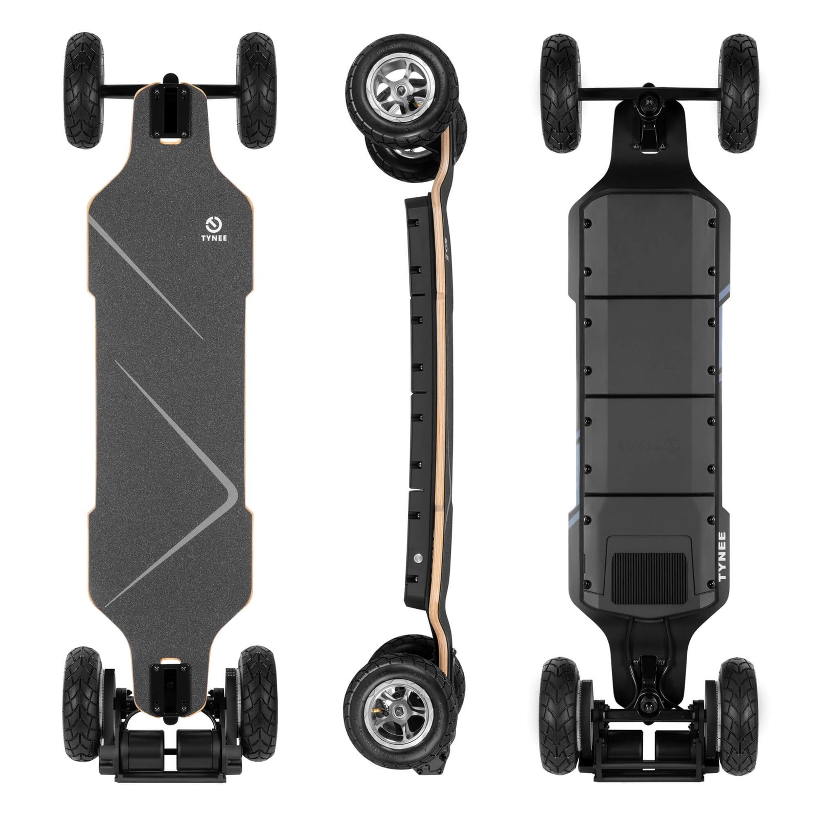 electric skateboard rides like snowboard Tynee Explorer Pro Belt Motor All Terrain Off Road Electric Skateboard