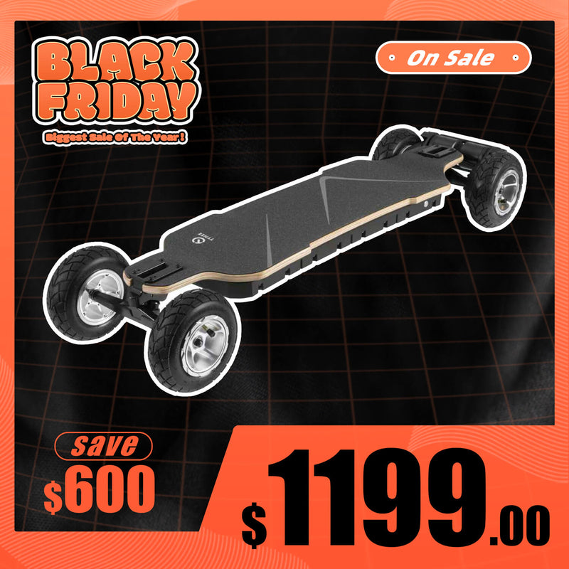 Tynee Explorer Pro Belt Motor All Terrain Off Road Electric Skateboard Black Friday Sale